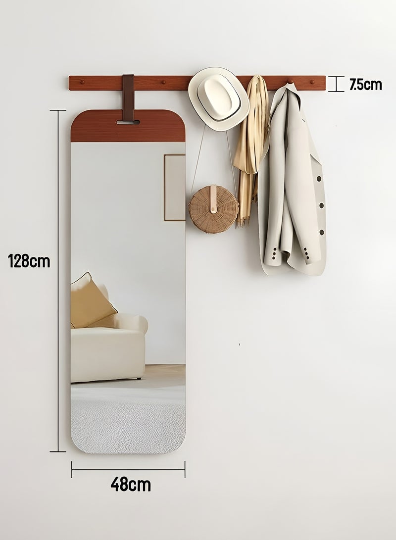 تايمي مرآة حائط للمدخل 128×48×7.5سم مع 3 خطافات لتعليق الملابس - مرآة  كاملة الطول مع علاقات للمعاطف والحقائب لمدخل المنزل وغرفة النوم والحمام والممر - Image 2